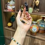  Vòng Dây Cáp Ngũ Điếu Thạch Anh Tóc Xanh Mix 2 Bi Kim Tiền Vàng 10K (Mộc, Hỏa) 