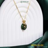  Mặt Dây Chuyền Hồ Kim Tài Lộc Ngọc Bích Canada Cao Cấp Đồng Điếu Mix Hồ Ly Kim Tiền Vàng Trang Sức Đường Kính 16li Dày 4mm (Không Kén Mệnh) 