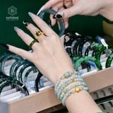  Vòng Chuỗi Phỉ Thuý Hoa Bay Cuốn 5 Vòng Hạt 5.5Ly Mix Ngũ Điếu, Bi Kim Tiền, Charm Hoa Sen Vàng 10K (Không Kén Mệnh) 