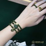  Vòng Chuỗi Ngọc Bích Canada Cao Cấp Vip 6Ly Mix Bà Hồ Ly Chúa, Cỏ 4 Lá, Charm Túi Tiền Vàng 10K (Không Kén Mệnh) 