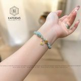  Vòng Đơn Ngọc Hoa Bay 5.6ly Mix Ngũ Điếu Cỏ Bốn Lá Và Charm Hoa Sen Vàng 10K (Không Kén Mệnh) 