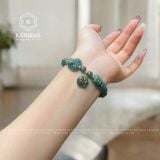  Vòng Tay Đơn Lam Ngọc Jade A 7ly Mix Ngũ Điếu, Túi Tiền, Hồ Ly Và Bi Vàng Tây 10K (Không Kén Mệnh) 
