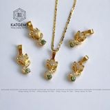  Bộ Trang Sức Vàng Bà Hồ Ly Đá Moissanite Xanh (Không Kén Mệnh) 