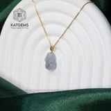  Mặt Dây Chuyền Bạch Ngọc Phớt Tím Tử Lan Tỳ Hưu Móc Vàng 18K Độc Bản (Không Kén Mệnh) 