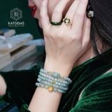  Vòng Chuỗi Phỉ Thuý Hoa Bay Cuốn 5 Vòng Hạt 5.5Ly Mix Ngũ Điếu, Bi Kim Tiền, Charm Hoa Sen Vàng 10K (Không Kén Mệnh) 