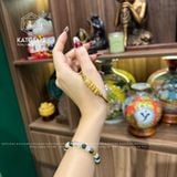  Vòng Dây Cáp Ngũ Điếu Thạch Anh Tóc Vàng Mix 2 Bi Kim Tiền Vàng 10K (Kim, Thổ) 