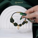  Vòng Dây Cáp Ngọc Bích Canada Cao Cấp Hồ Ly Mix Ngũ Điếu Và Charm Cỏ Bốn Lá, Túi Tài Lộc Và Bi Kim Tiền Vàng Trang Sức (Không Kén Mệnh) 