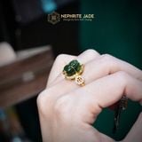  Nhẫn Kim Ngọc Đại Lộc Mặt Tỳ Hưu Ngọc Bích Canada 10x9x6ly Vàng Trang Sức VIP (Không Kén Mệnh) 