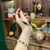  Vòng Dây Cáp Ngũ Điếu Thạch Anh Tóc Xanh Mix 2 Bi Kim Tiền Vàng 10K (Mộc, Hỏa) 