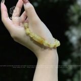  Vòng Tay Đơn Thạch Anh Tóc Vàng 8,6 Ly Lu Thống Mix Bi Vàng 10K (Kim, Thổ) 