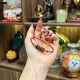  Vòng Dây Cáp Ngũ Điếu Thạch Anh Tóc Đỏ Mix 2 Bi Kim Tiền Vàng 10K (Hoả, Thổ) 