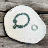  Vòng Tay Đơn Lam Ngọc Jade A 7ly Mix Ngũ Điếu, Túi Tiền, Hồ Ly Và Bi Vàng Tây 10K (Không Kén Mệnh) 