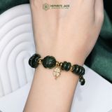  Vòng Dây Cáp Ngọc Bích Canada Cao Cấp Hồ Ly Mix Ngũ Điếu Và Charm Cỏ Bốn Lá, Túi Tài Lộc Và Bi Kim Tiền Vàng Trang Sức (Không Kén Mệnh) 