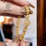  Vòng Đơn Thạch Anh Tóc Vàng 7ly Bà Hồ Ly Mix Charm Kim Tiền Vàng Trang Sức (Kim, Thổ) 