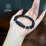  Vòng Đơn Thạch Anh Tóc Đen 8-9Ly Mix Lu Thống Và Kim Tiền Vàng Trang Sức (Mộc, Thủy) V3-133001 