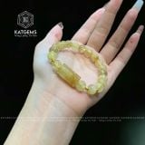  Vòng Tay Đơn Thạch Anh Tóc Vàng 8,6 Ly Lu Thống Mix Bi Vàng 10K (Kim, Thổ) 