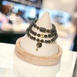  Chuỗi Vòng Thạch Anh Tóc Xanh 6ly Túi Tiền Kim Bảo Mix Charm Vàng 10K (Mộc, Hỏa) 