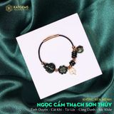  Vòng Dây Cáp Ngọc Cẩm Thạch Sơn Thủy (Type B) Hồ Ly Mix Ngũ Điếu Và Charm Cỏ Bốn Lá, Túi Tài Lộc Và Bi Kim Tiền Vàng Trang Sức(Không Kén Mệnh) 200525-13 