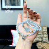  Chuỗi Vòng Đá Aqua 5.5ly Mix Túi Tiền Kim Bảo Và Bà Hồ Ly (Mộc, Thuỷ) 