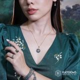  Dây Chuyền Đồng Điếu Lam Ngọc Jade A Sang Trọng Đường Kính 15li Dày 4mm (Không Kén Mệnh) 