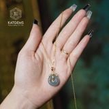  Dây Chuyền Đồng Điếu Lam Ngọc Jade A Sang Trọng Đường Kính 15li Dày 4mm (Không Kén Mệnh) 