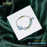  Vòng Dây Cáp Đá Aquamarine Hồ Ly Mix Ngũ Điếu Và Charm Cỏ Bốn Lá, Túi Tài Lộc Và Bi Kim Tiền Vàng Trang Sức (Mộc, Thủy) 