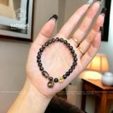  Vòng Đơn Thạch Anh Tóc Đen 7-8ly Mix Túi Tiền Kim Bảo, Lu Thống Và Kim Tiền Vàng 10k (Mộc, Thủy) 
