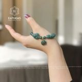  Vòng Tay Đơn Lam Ngọc Jade A 7ly Mix Ngũ Điếu, Túi Tiền, Hồ Ly Và Bi Vàng Tây 10K (Không Kén Mệnh) 