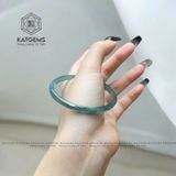  Vòng Ngọc Khối Bản Đũa Lam Ngọc Gua Jade A Myanmar Độc Bản Ni 52.2 4.9ly  (Không Kén Mệnh) 