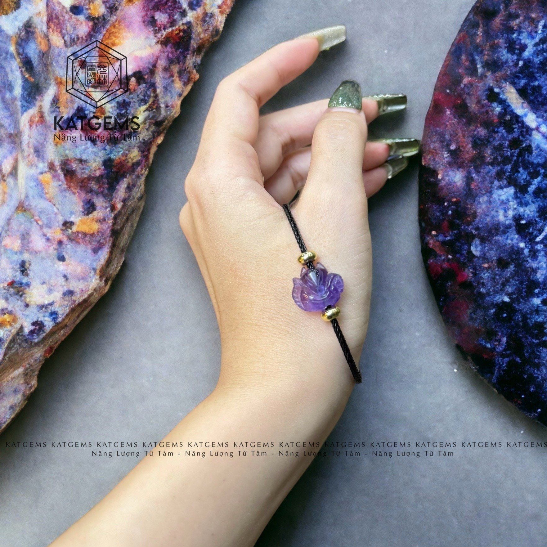  Vòng Dây Cáp Hồ Ly Đá Thạch Anh Tím (Hỏa, Thổ) 