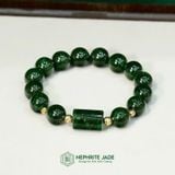  Vòng Đơn Ngọc Bích Canada Vip 12Ly Mix Lu Thống Và Bi Vàng Trang Sức (Không Kén Mệnh) 