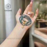  Chuỗi Vòng Phỉ Thúy Hắc Băng Jade A 7ly Mix Cỏ Bốn Lá Và Túi Tiền Kim Bảo (Không Kén Mệnh) 