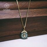  Dây Chuyền Đồng Điếu Lam Ngọc Jade A Sang Trọng Đường Kính 15li Dày 4mm (Không Kén Mệnh) 
