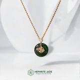  Mặt Dầy Chuyền Đồng Điếu Thần Chú Om Mani Padme Hum Vàng 10K Ngọc Bích Canada Đường Kính 12li Dày 4mm (Không Kén Mệnh) 