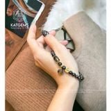  Vòng Đơn Thạch Anh Tóc Đen 7-8ly Mix Túi Tiền Kim Bảo, Lu Thống Và Kim Tiền Vàng 10k (Mộc, Thủy) 