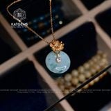  Mặt Dây Chuyền Ngọc Hoa Bay Đồng Điếu Mix Hoa Sen Độc Bản Đường Kính 15li Dày 4mm (Không Kén Mệnh) 