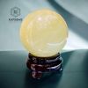  Quả Cầu Phong Thuỷ Đá Canxit Vàng KT: 8,5 X11,5 Kèm Đế ( Mệnh Thổ, Kim ) 