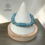  Vòng Đơn Lam Ngọc 9.3Ly Mix Lu Thống Chạm Kim Tiền Và Bi Vàng Tây 10K (Không Kén Mệnh) 