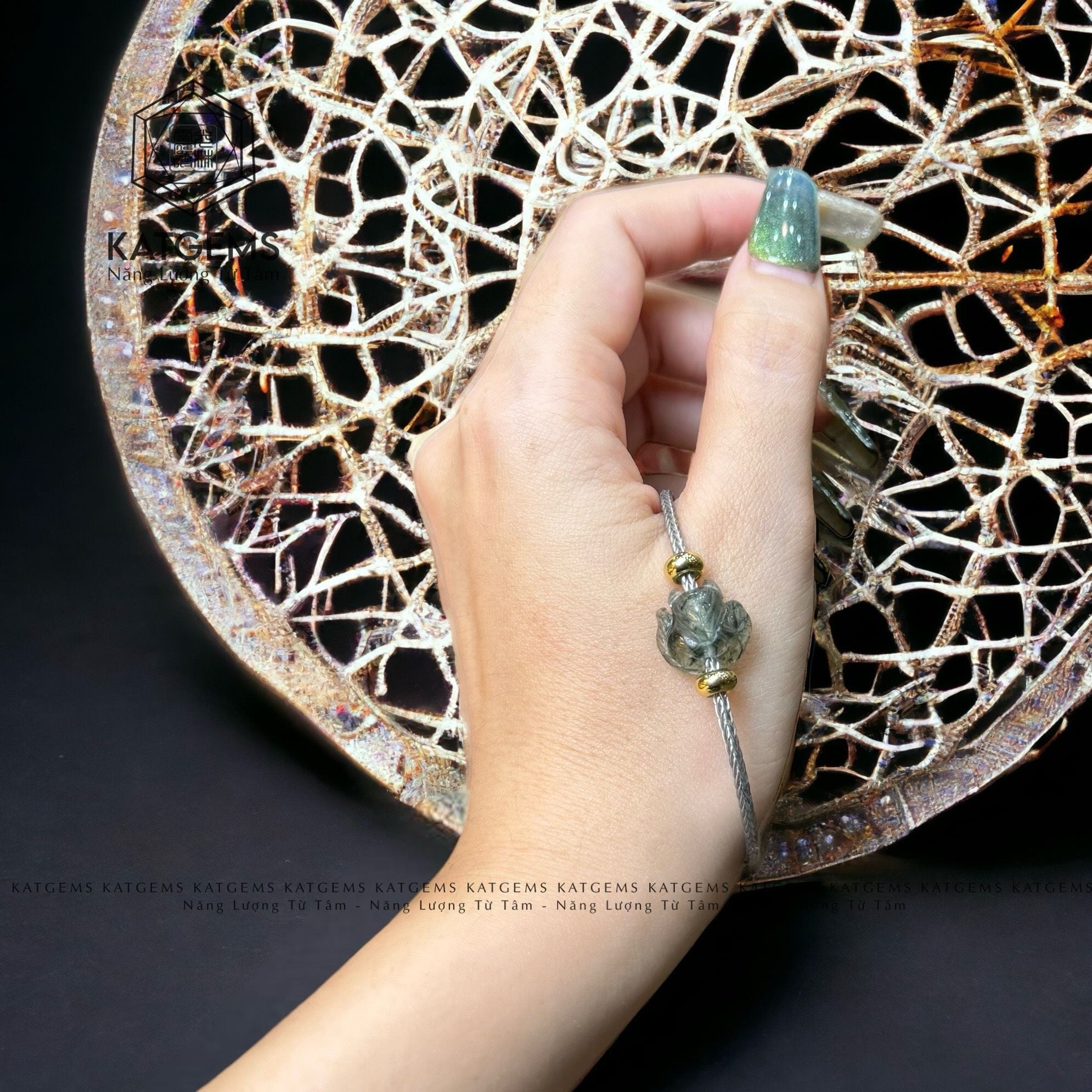  Vòng Dây Cáp Hồ Ly Đá Thạch Anh Tóc Xanh (Hỏa, Mộc) 