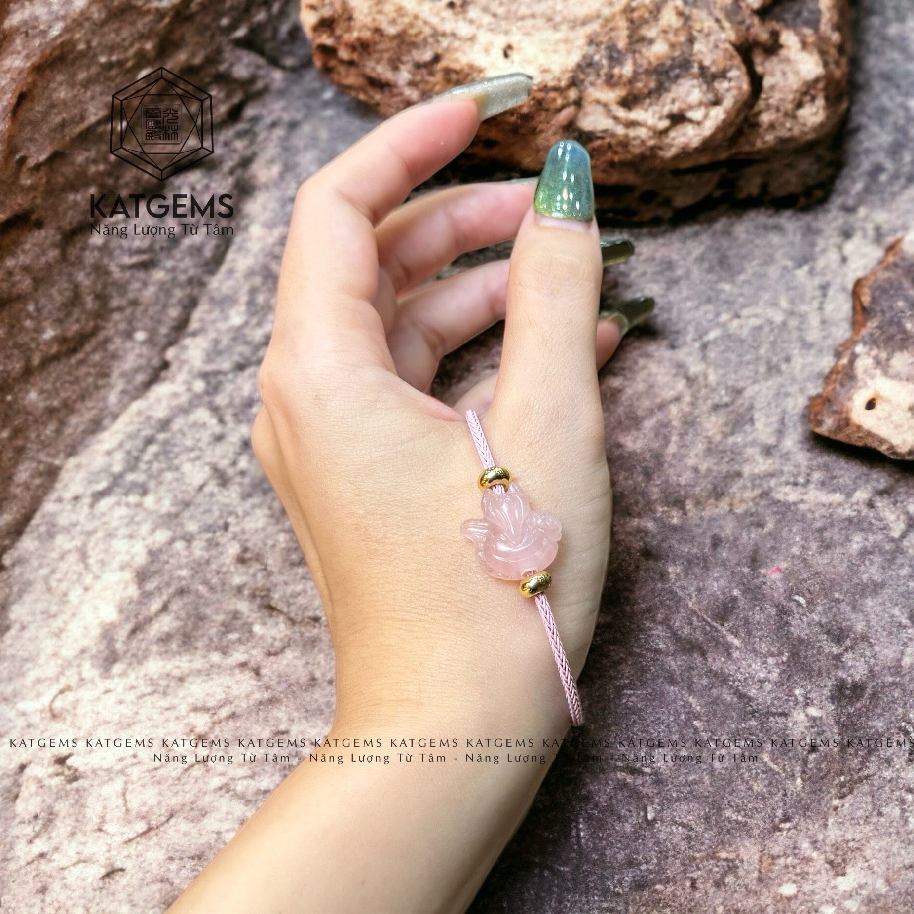  Vòng Dây Cáp Hồ Ly Đá Thạch Anh Hồng (Hỏa, Thổ) 