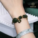  Vòng Dây Cáp Ngọc Bích Canada Cao Cấp Hồ Ly Mix Ngũ Điếu, Charm Túi Tiền Tài Lộc, Khánh Cát Tường Và Bi Kim Tiền Vàng Trang Sức (Không Kén Mệnh) 260525-11 