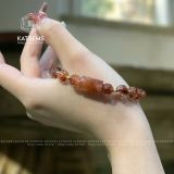  Vòng Đơn Thạch Anh Tóc Đỏ Trong 8Ly Mix Lu Thống Và Kim Tiền Vàng 10k (Thổ, Hoả) 