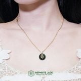  Mặt Dầy Chuyền Đồng Điếu Thần Chú Om Mani Padme Hum Vàng 10K Ngọc Bích Canada Đường Kính 12li Dày 4mm (Không Kén Mệnh) 