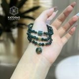  Chuỗi Vòng Lam Ngọc Dẹt Cuốn 3 Vòng Mix Charm Vàng 10K (Không Kén Mệnh) 