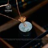  Mặt Dây Chuyền Ngọc Hoa Bay Đồng Điếu Mix Hoa Sen Độc Bản Đường Kính 15li Dày 4mm (Không Kén Mệnh) 