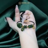  Vòng Dây Cáp Ngọc Bích Canada Cao Cấp Hồ Ly Mix Ngũ Điếu, Charm Túi Tiền Tài Lộc, Khánh Cát Tường Và Bi Kim Tiền Vàng Trang Sức (Không Kén Mệnh) 260525-11 