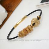  Vòng Dây Cáp Thạch Anh Tóc Vàng Ngũ Điếu Mix Cỏ Bốn Lá May Mắn (Kim, Thổ) 