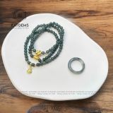  Chuỗi Vòng Phỉ Thúy Hắc Băng Jade A 7ly Mix Cỏ Bốn Lá Và Túi Tiền Kim Bảo (Không Kén Mệnh) 