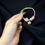  Vòng Dây Cáp Thạch Anh Hồng Ngũ Điếu Mix Túi Tiền Kim Bảo Và Bà Hồ Ly (Hoả, Thổ) 