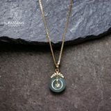  Dây Chuyền Đồng Điếu Lam Ngọc Jade A Sang Trọng Đường Kính 15li Dày 4mm (Không Kén Mệnh) 